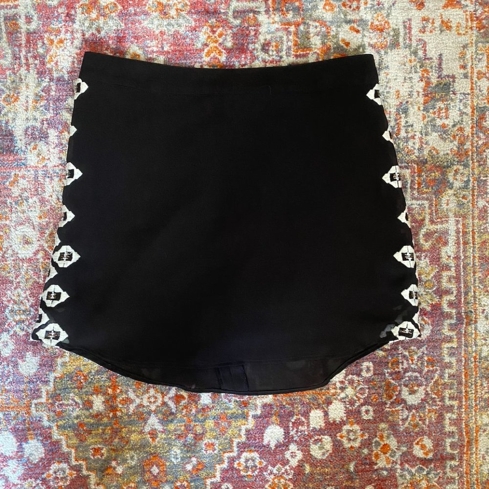 Embroidered & Beaded Black Mini Skirt